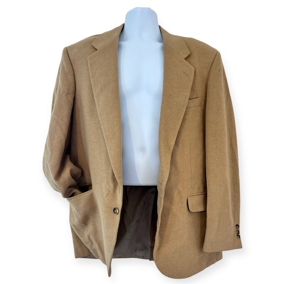 HUNT VALLEY Vintage 100% Camel Hair Blazer Sports Coat Mens 42L Tan Made In USA - Picture 1 of 15